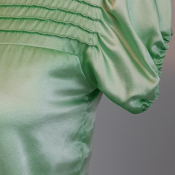 DKNY 100% silk apple green short sleeves top - Picture 6 of 7